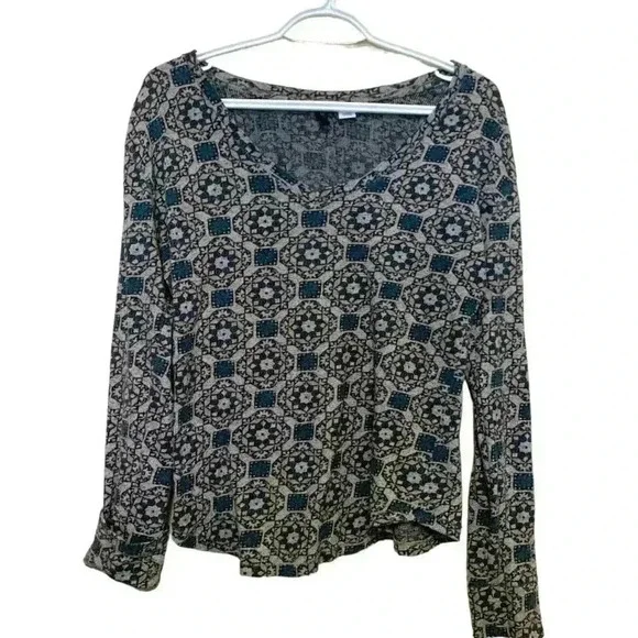 BDG Medium Weight Long Sleeve Shirt w Stretch Green/Gray/Gold - Picture 3 of 5